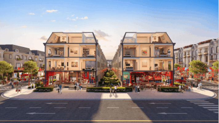 Ảnh mặt cắt đứng shophouse ( Ảnh 3D của chủ đầu tư Hoàng Vương Hưng Yên)
